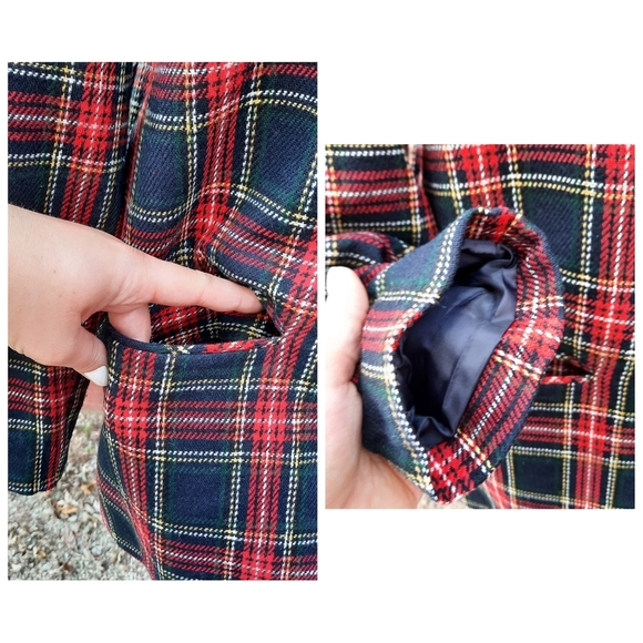 Vintage Y2K Tartan Plaid Wool and Velvet Collar Blazer Winter Classic - Picture 10 of 11